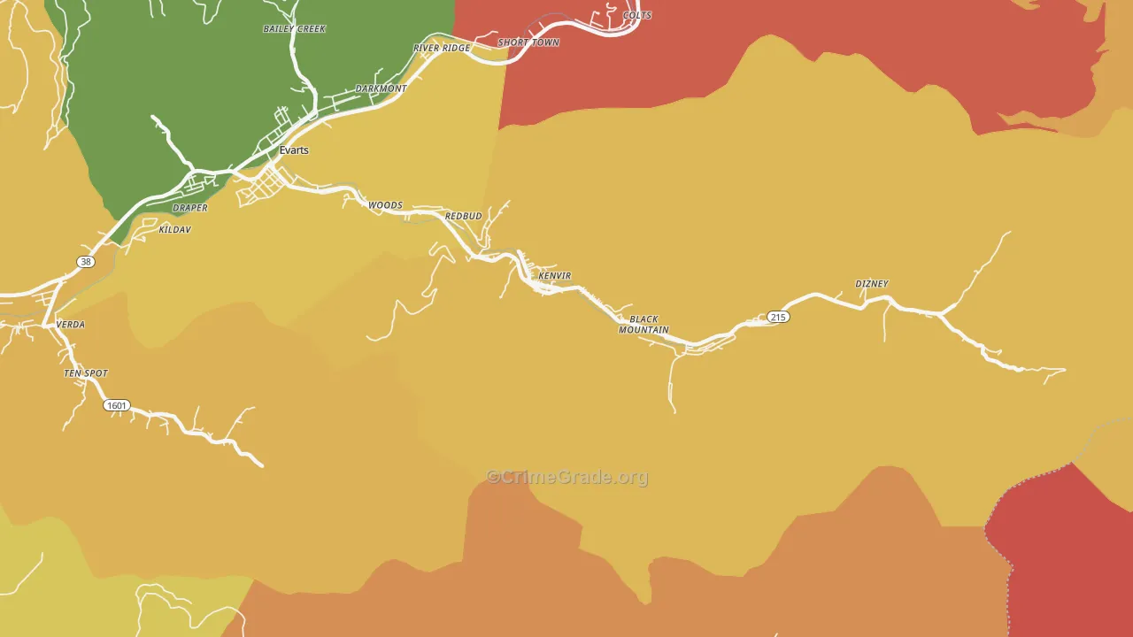 Kenvir, KY Map of Drug-Related Crime Rates