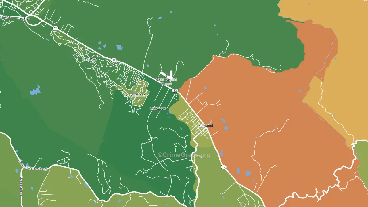 Kenwood, CA Map of Drug-Related Crime Rates