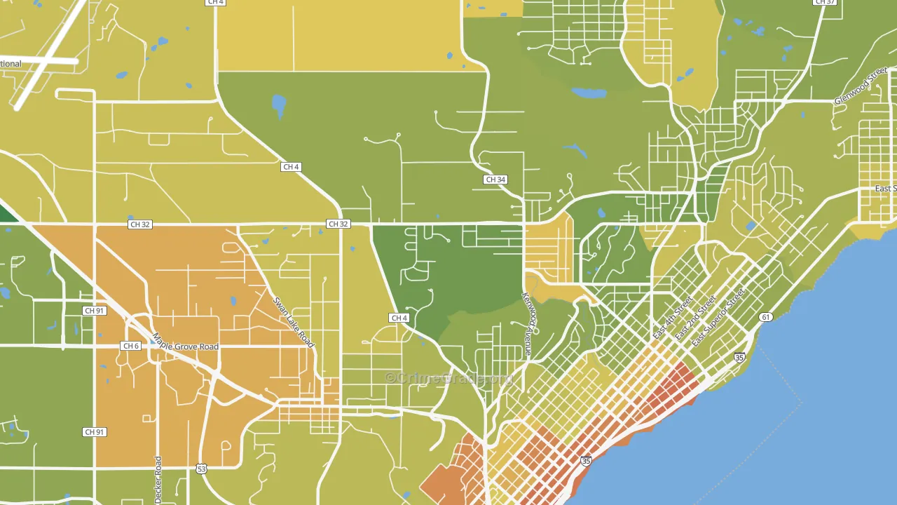 Kenwood-Duluth, Duluth, MN Map of Drug-Related Crime Rates