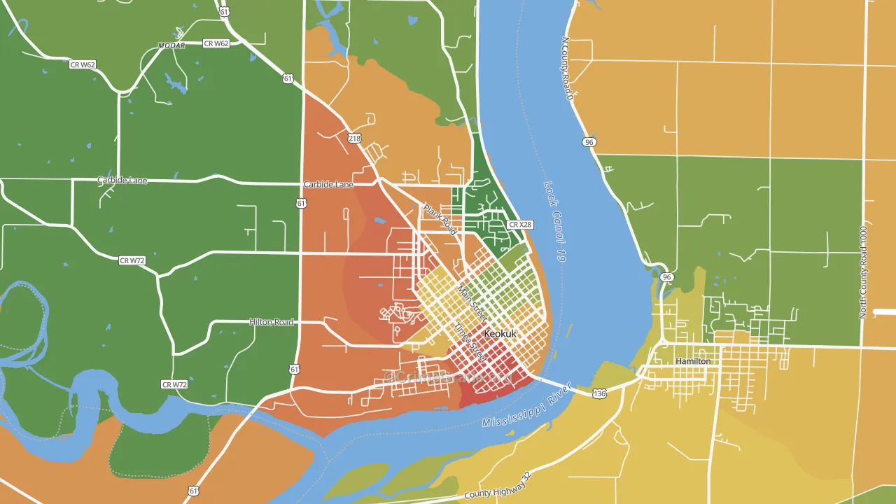 Keokuk, IA Map of Drug-Related Crime Rates
