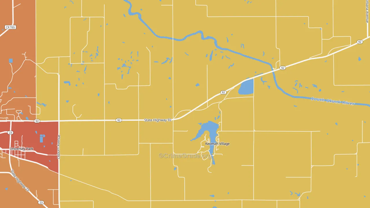 Keomah Village, IA Map of Drug-Related Crime Rates