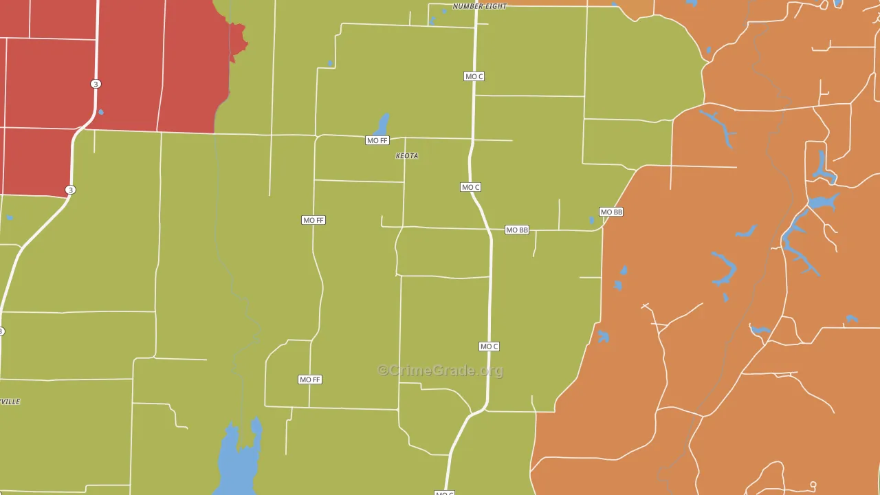 Keota, MO Map of Drug-Related Crime Rates