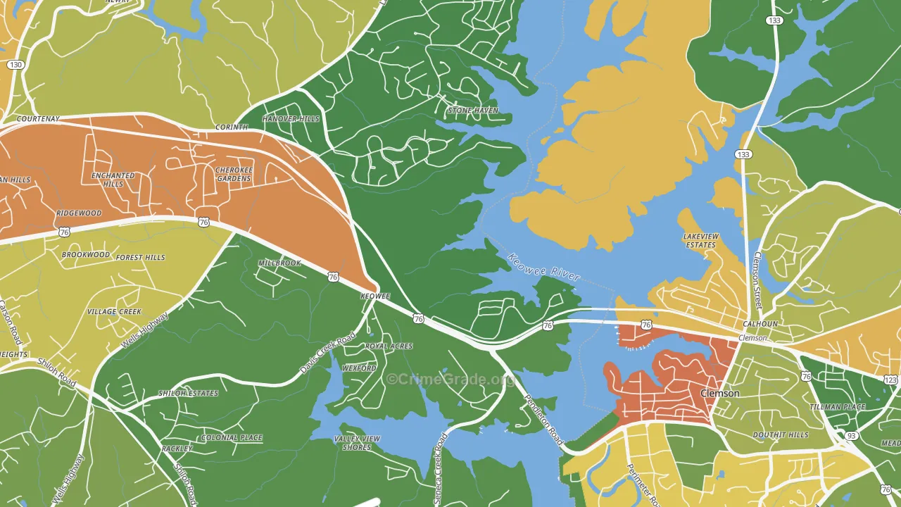 Keowee, SC Map of Drug-Related Crime Rates
