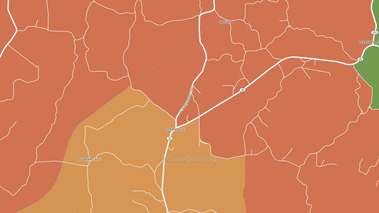 Keownville, MS Map of Drug-Related Crime Rates