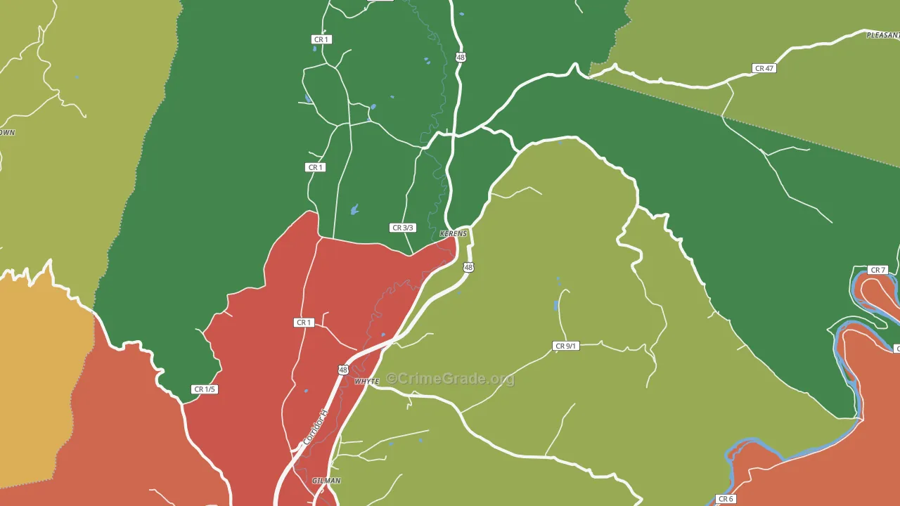Kerens, WV Map of Drug-Related Crime Rates
