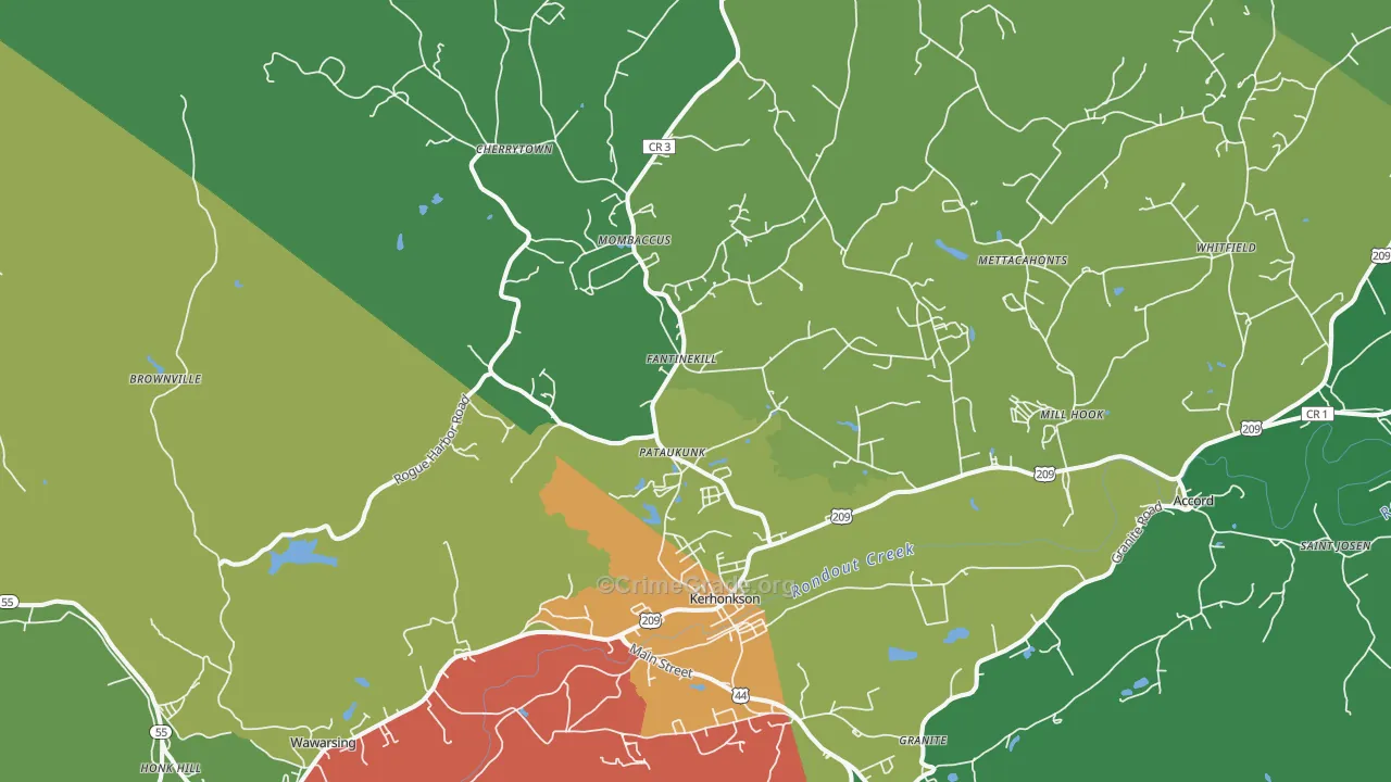 Kerhonkson, NY Map of Drug-Related Crime Rates