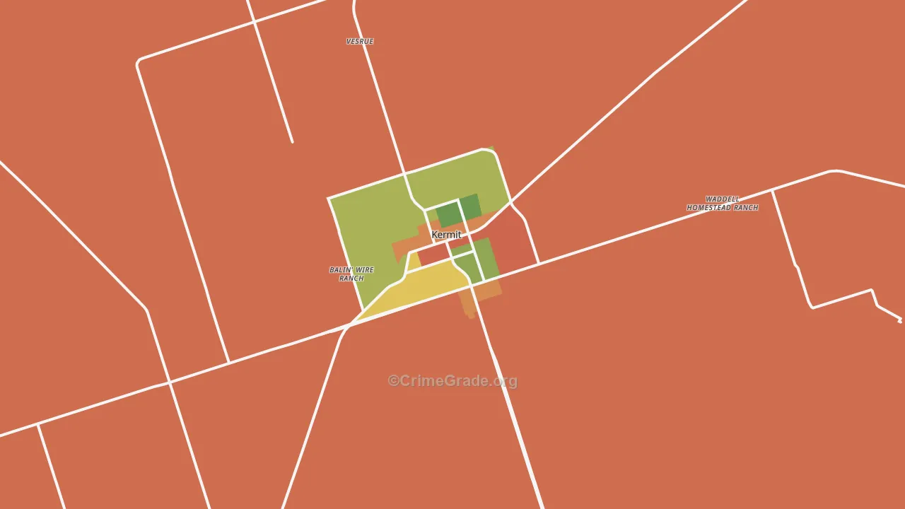 Kermit, TX Map of Drug-Related Crime Rates