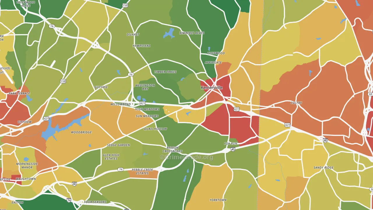 Kernersville, NC Map of Drug-Related Crime Rates