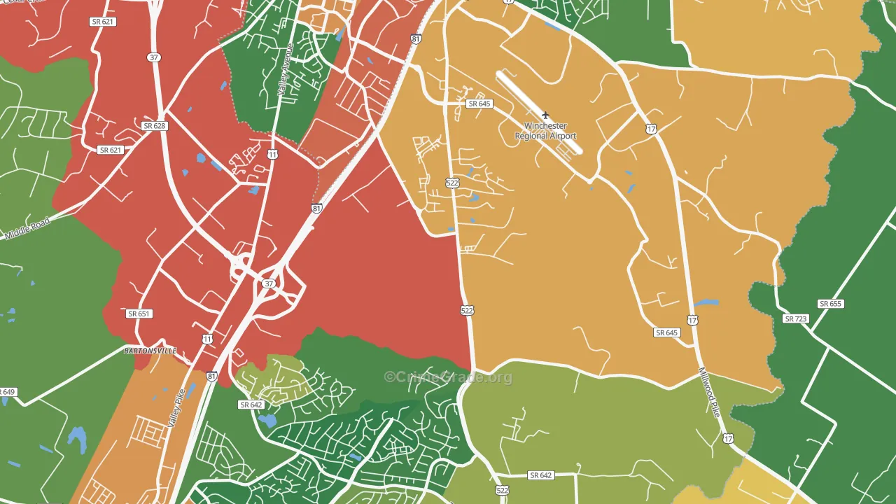 Kernstown, VA Map of Drug-Related Crime Rates