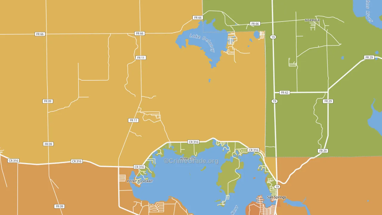Kerr City, FL Map of Drug-Related Crime Rates