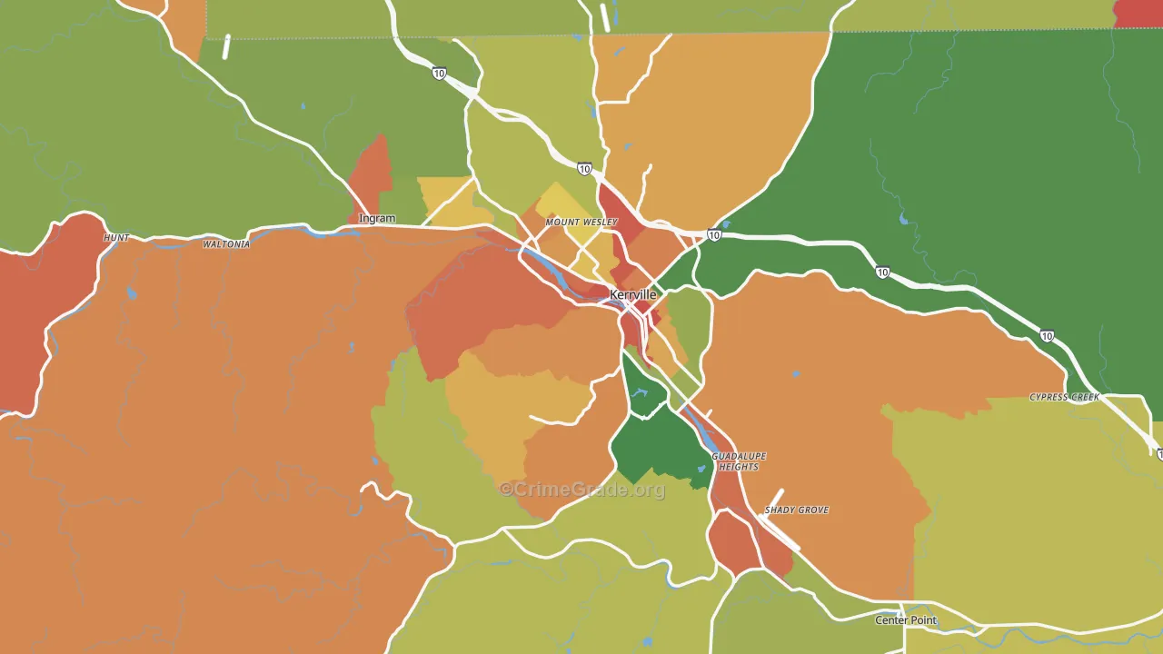 Kerr County, TX Map of Drug-Related Crime Rates