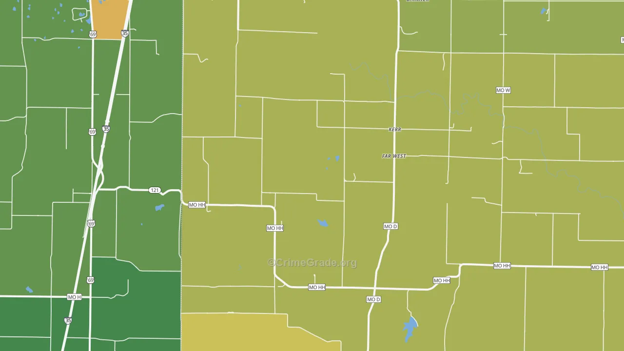 Kerr, MO Map of Drug-Related Crime Rates