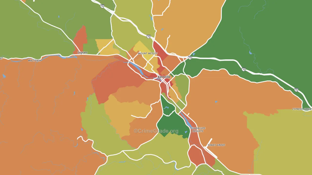 Kerrville, TX Map of Drug-Related Crime Rates