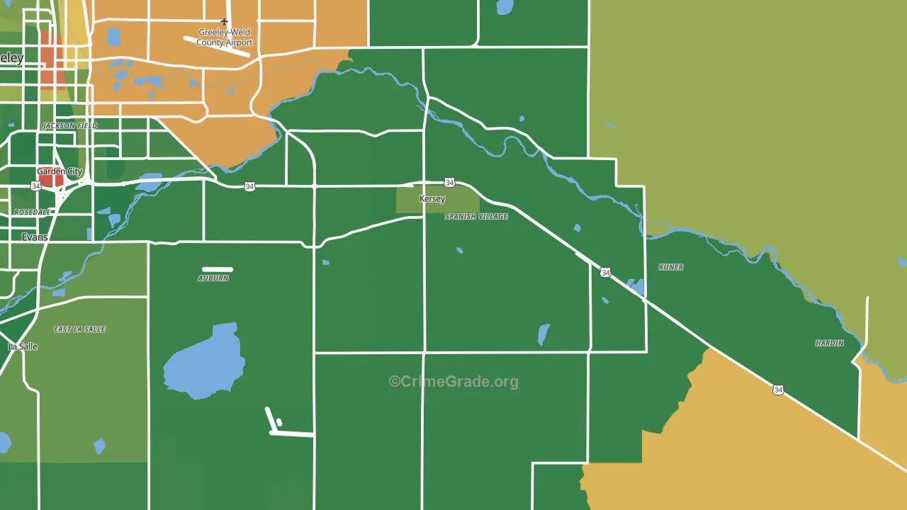 Kersey, CO Map of Drug-Related Crime Rates