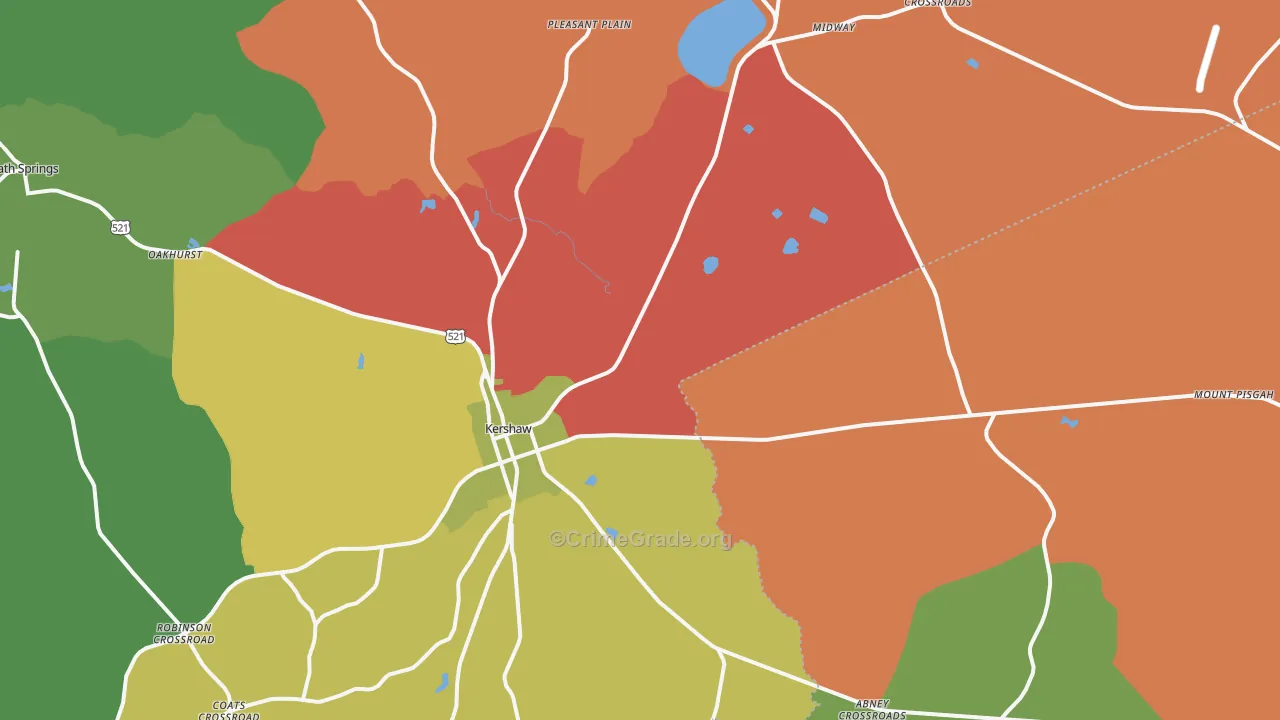Kershaw, SC Map of Drug-Related Crime Rates