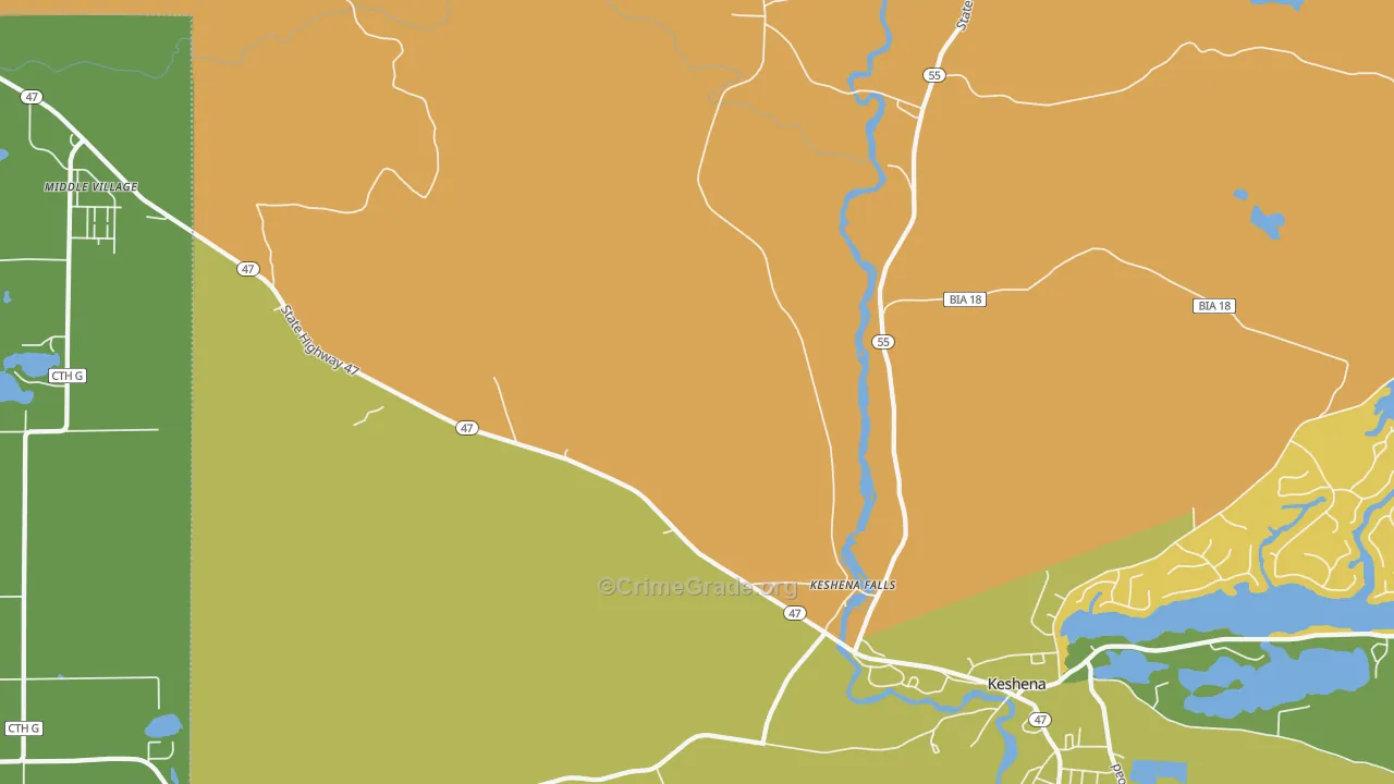 Keshena Falls, WI Map of Drug-Related Crime Rates