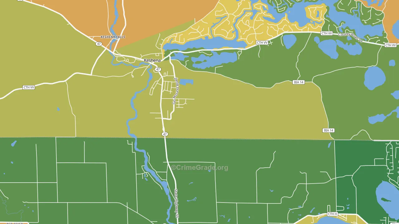 Keshena, WI Map of Drug-Related Crime Rates