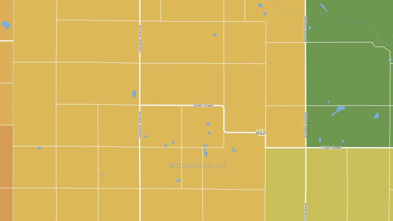 Kesley, IA Map of Drug-Related Crime Rates
