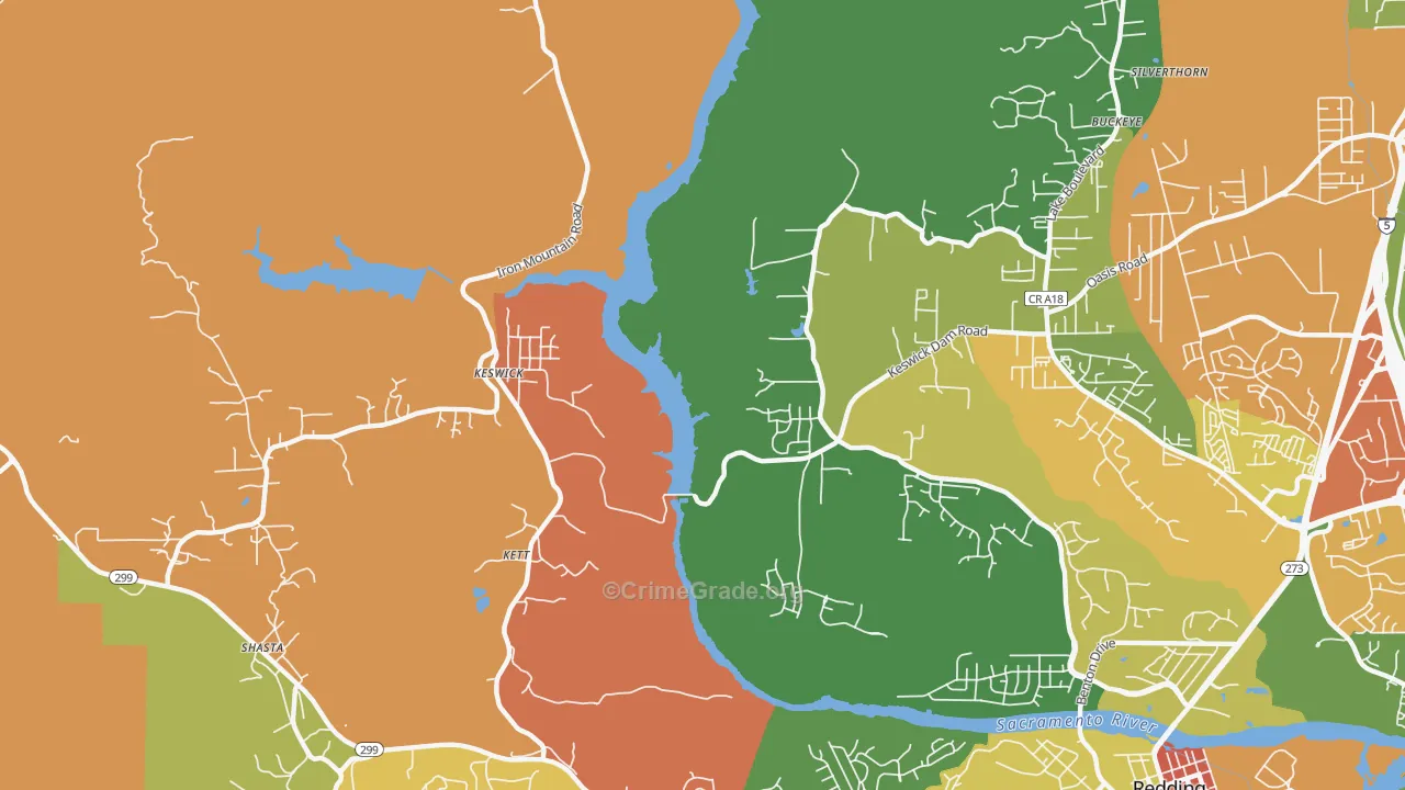 Keswick, CA Map of Drug-Related Crime Rates