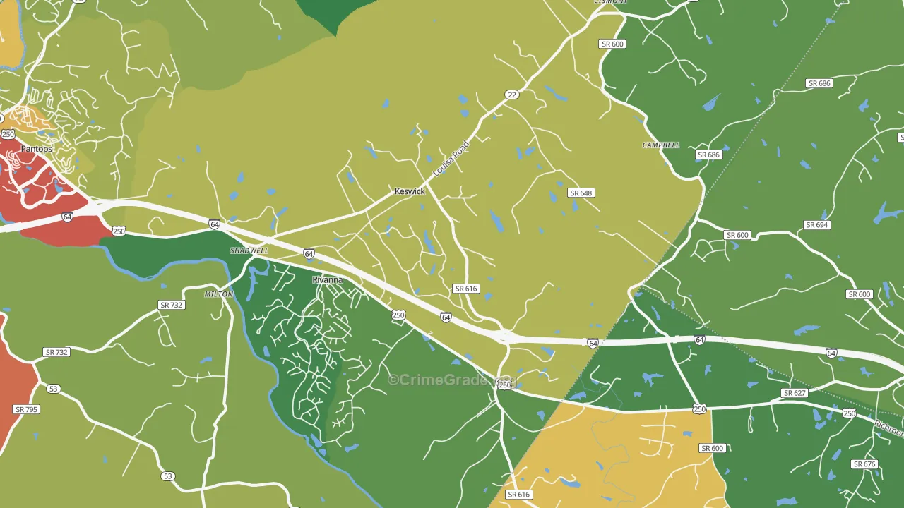 Keswick, VA Map of Drug-Related Crime Rates