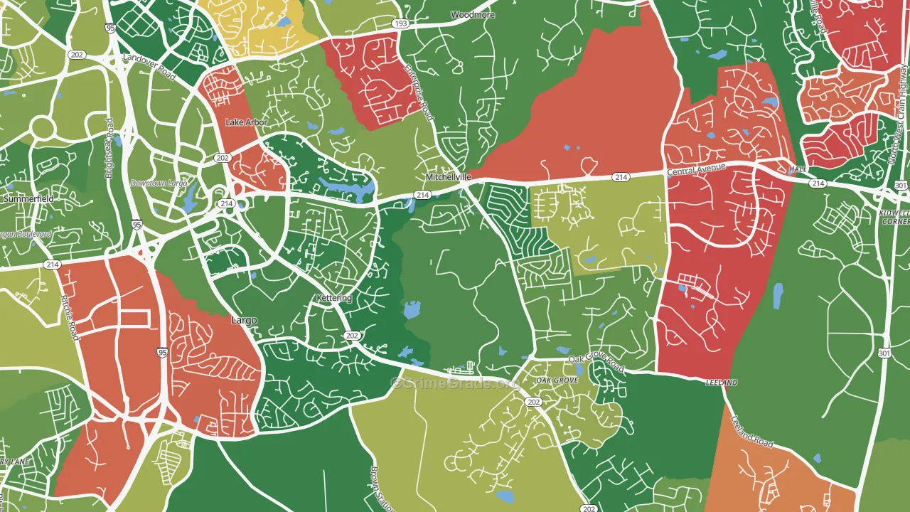Kettering, MD Map of Drug-Related Crime Rates