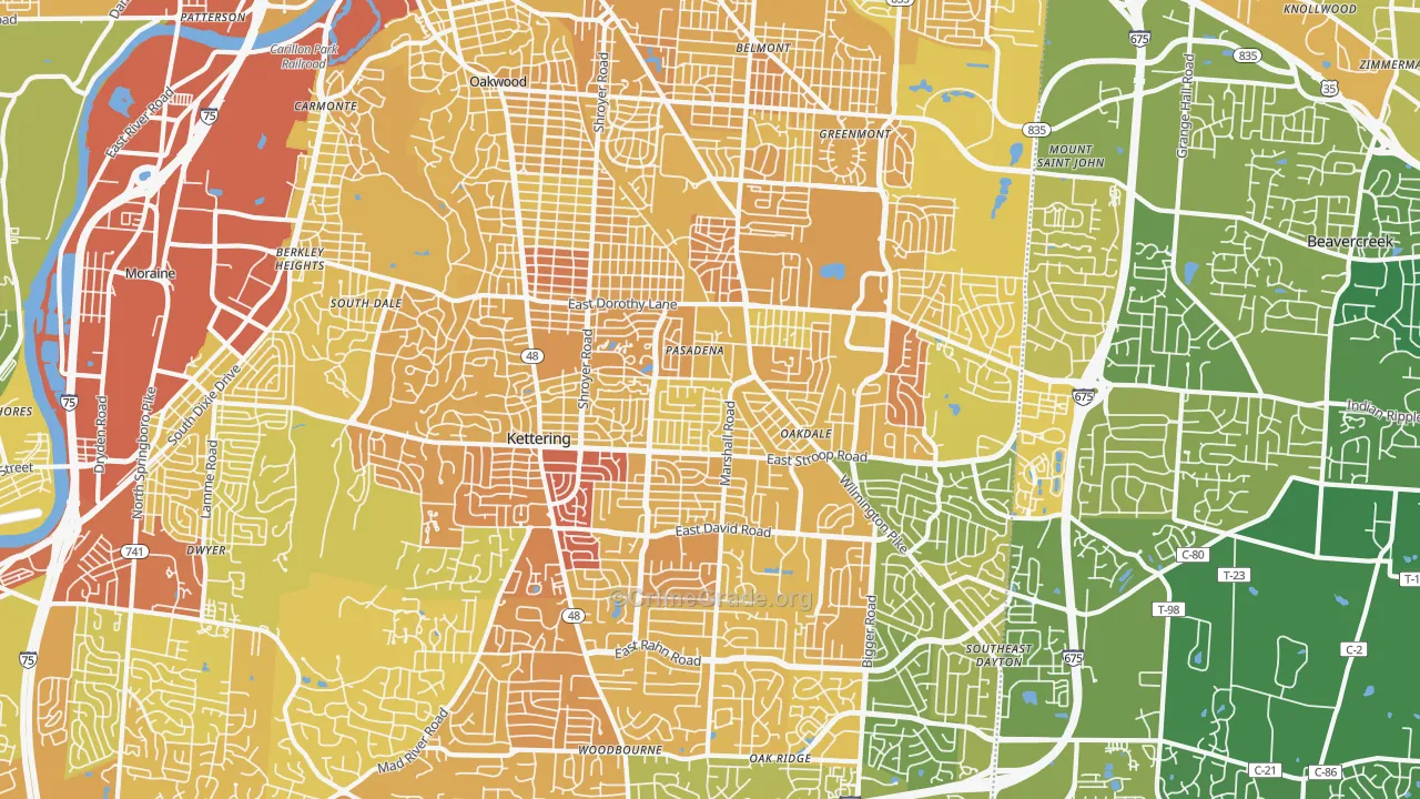 Kettering, OH Map of Drug-Related Crime Rates