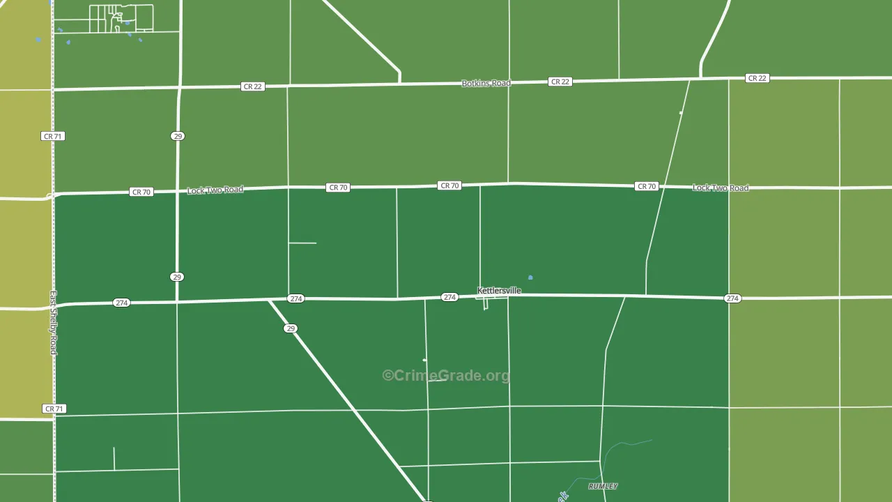 Kettlersville, OH Map of Drug-Related Crime Rates
