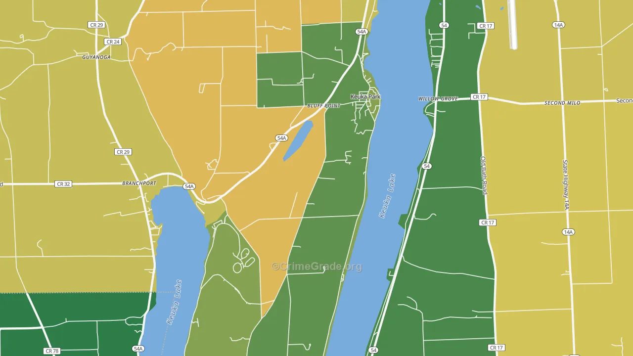 Keuka Park, NY Map of Drug-Related Crime Rates