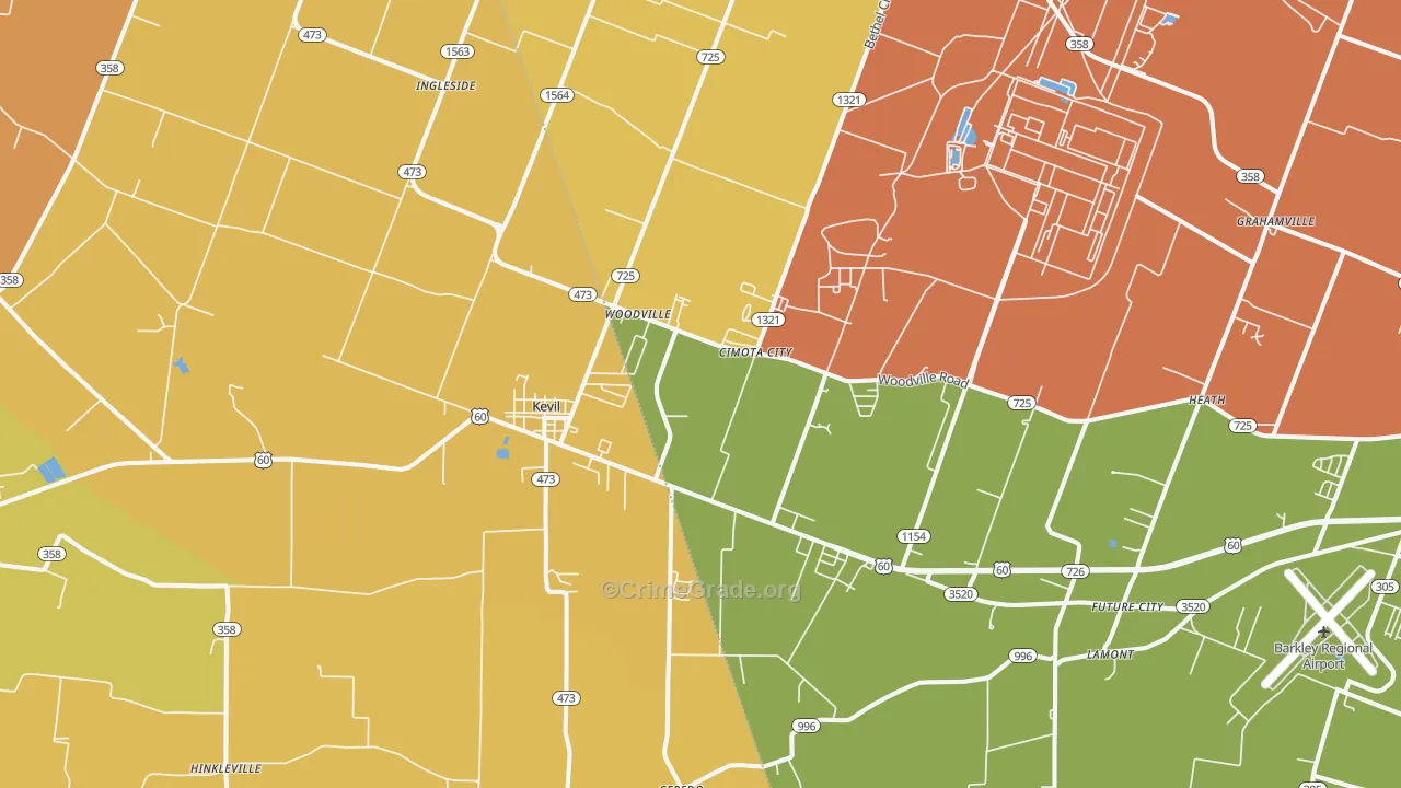 Kevil, KY Map of Drug-Related Crime Rates