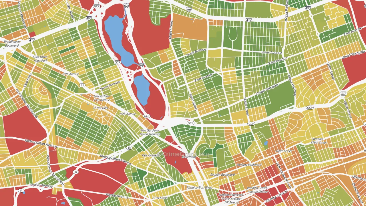 Kew Ggardens, Queens, NY Map of Drug-Related Crime Rates