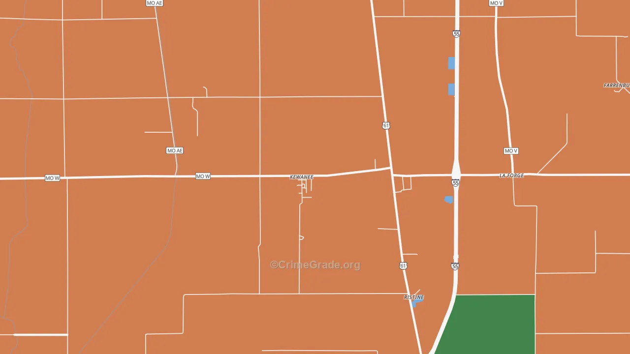 Kewanee, MO Map of Drug-Related Crime Rates