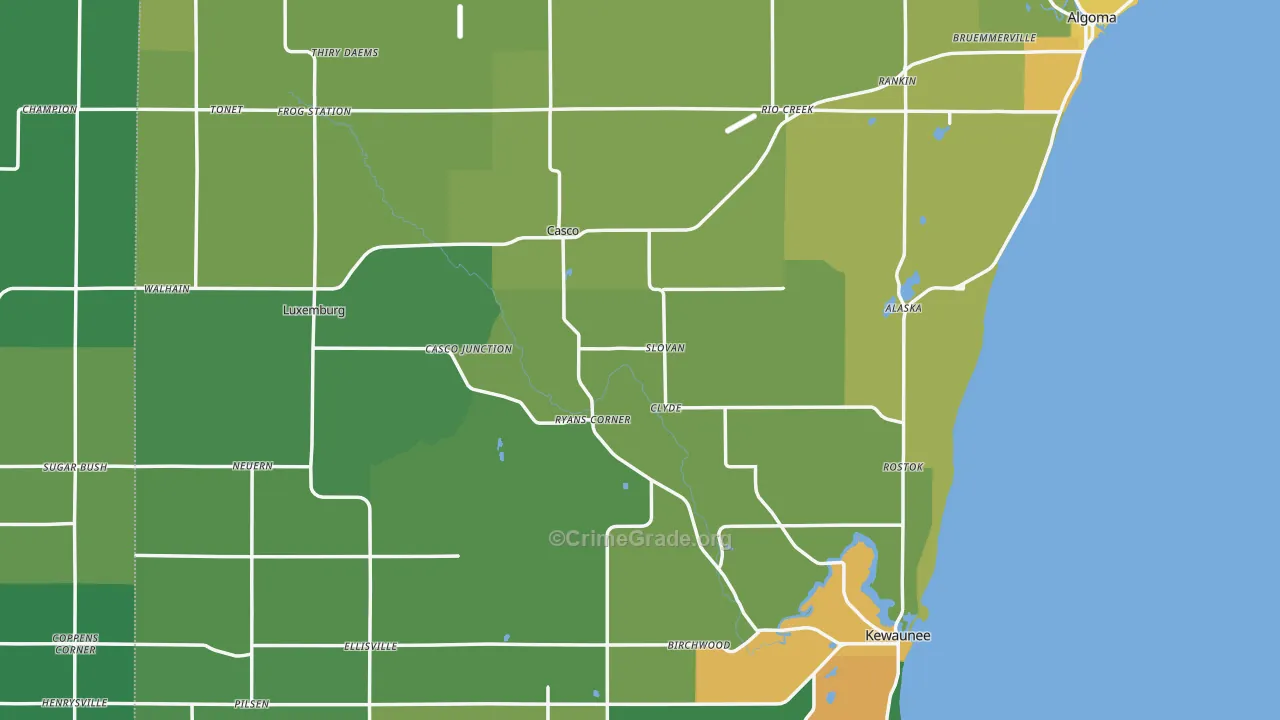 Kewaunee County, WI Map of Drug-Related Crime Rates