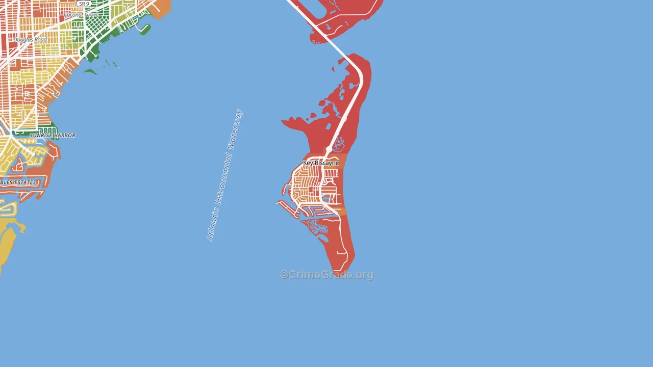 Key Biscayne, FL Map of Drug-Related Crime Rates