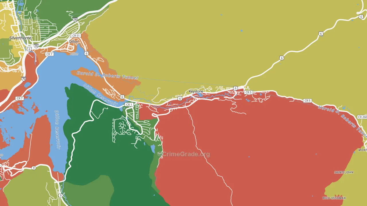 Keystone, CO Map of Drug-Related Crime Rates