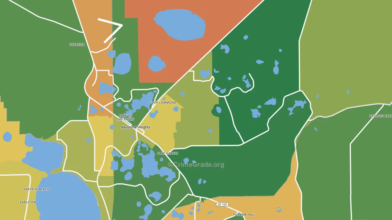 Keystone Heights, FL Map of Drug-Related Crime Rates