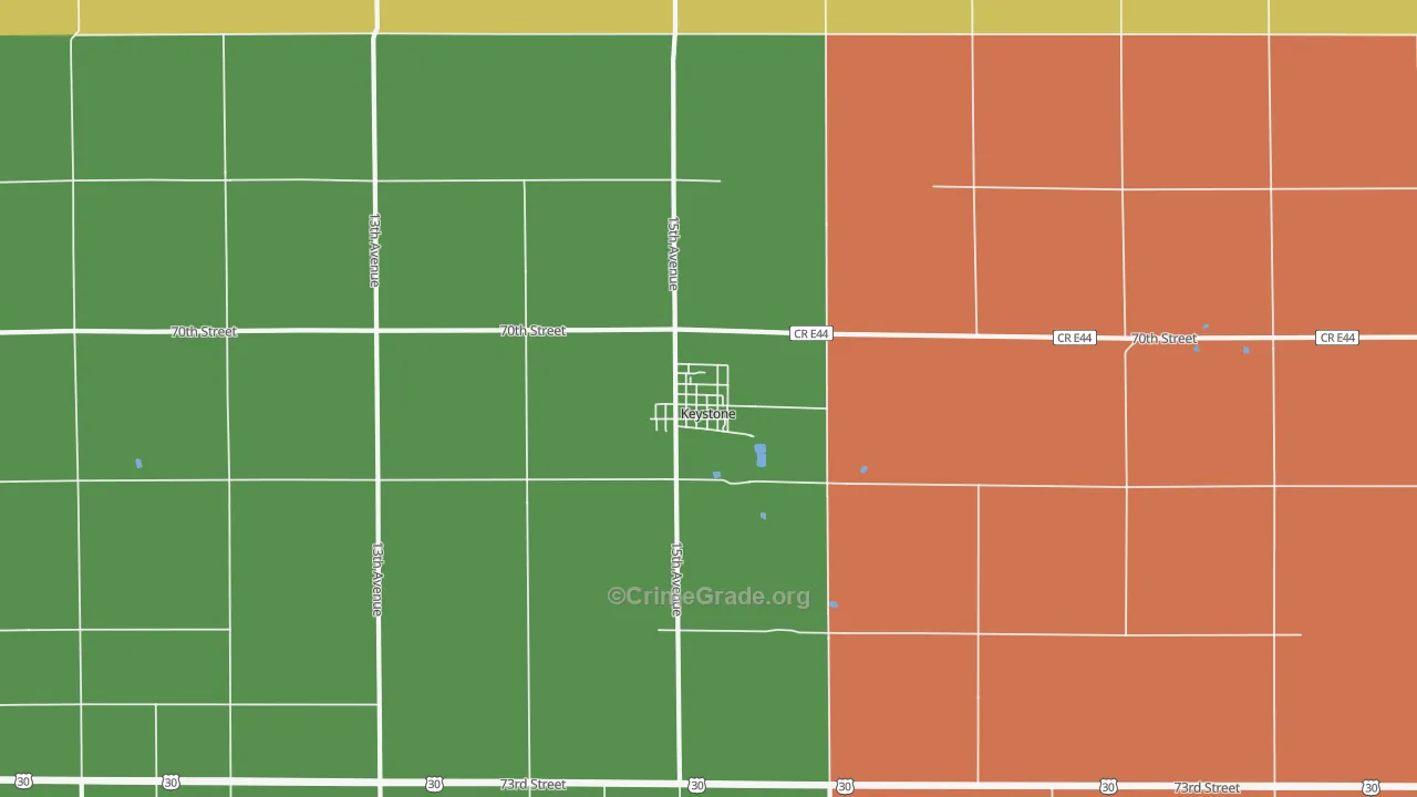 Keystone, IA Map of Drug-Related Crime Rates