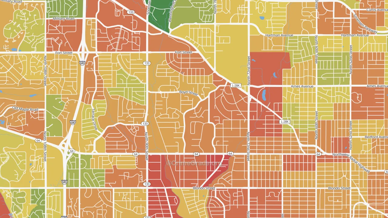 Keystone, Omaha, NE Map of Drug-Related Crime Rates