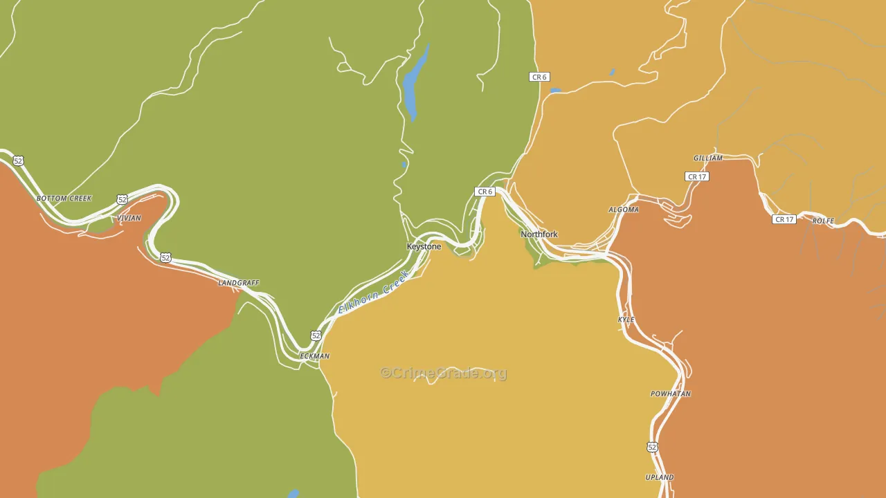 Keystone, WV Map of Drug-Related Crime Rates