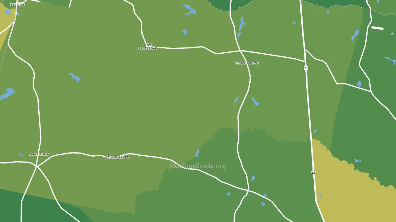 Keysville, GA Map of Drug-Related Crime Rates