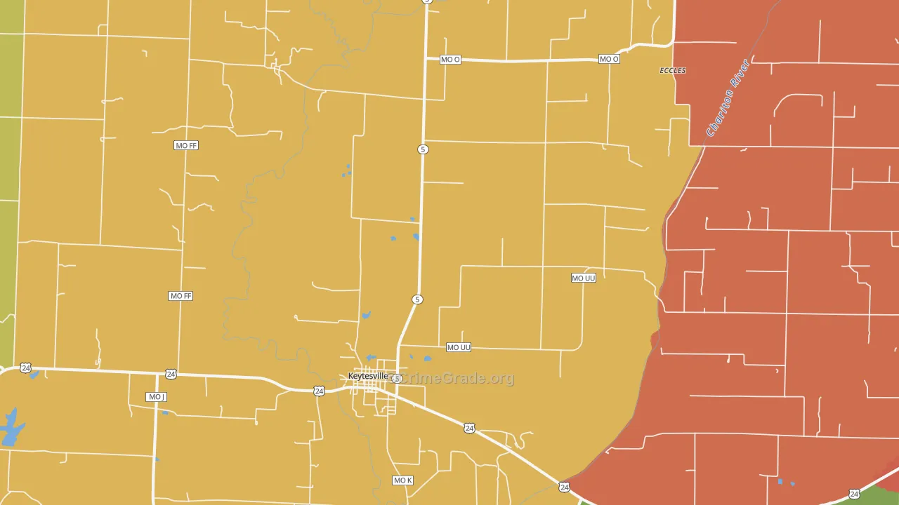 Keytesville, MO Map of Drug-Related Crime Rates