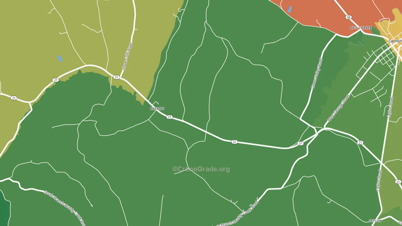 Khedive, PA Map of Drug-Related Crime Rates