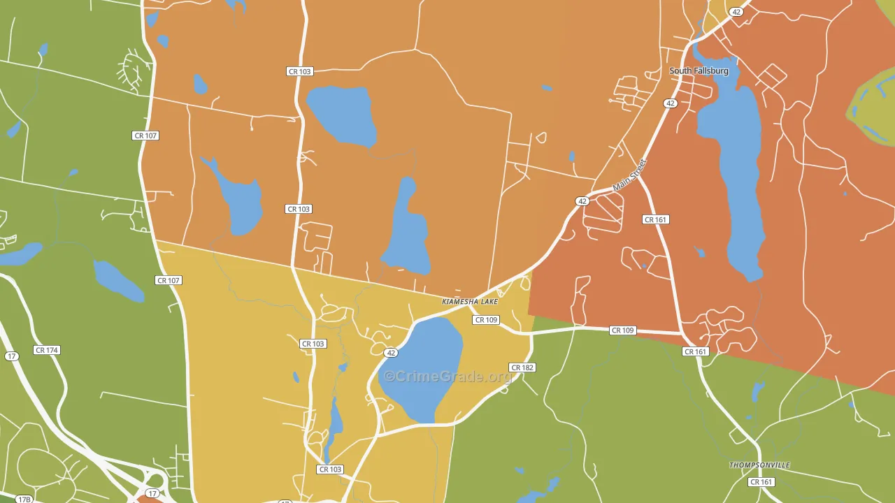 Kiamesha Lake, NY Map of Drug-Related Crime Rates