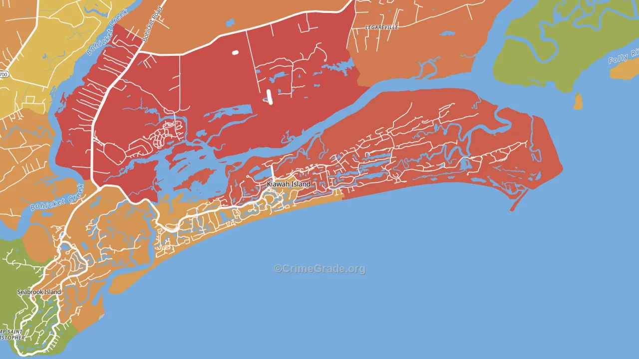 Kiawah Island, SC Map of Drug-Related Crime Rates