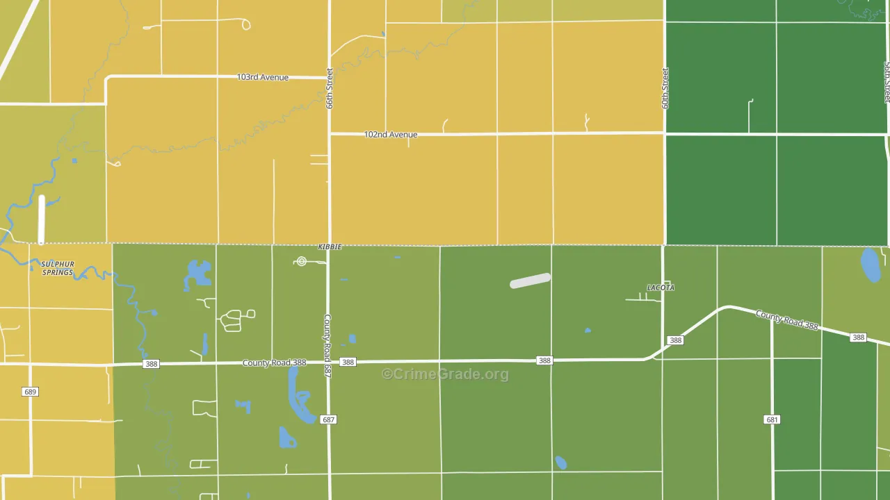 Kibbie, MI Map of Drug-Related Crime Rates