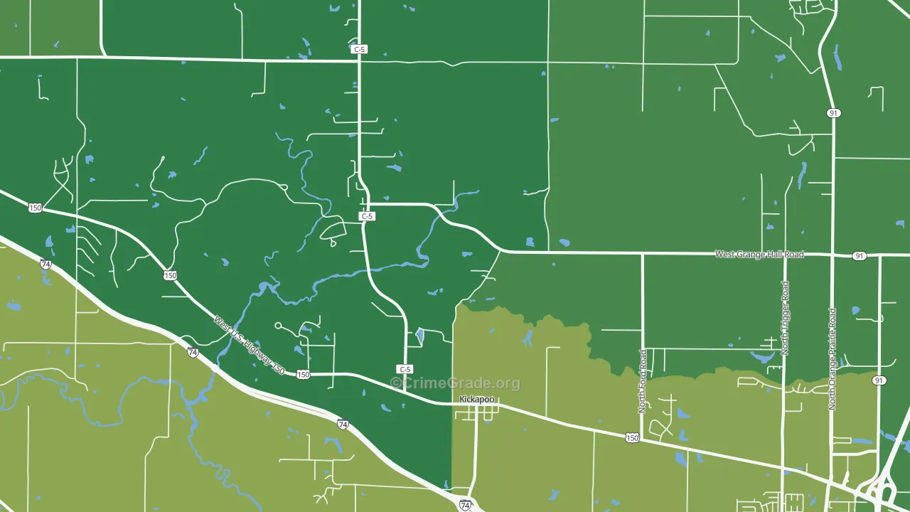 Kickapoo, IL Map of Drug-Related Crime Rates