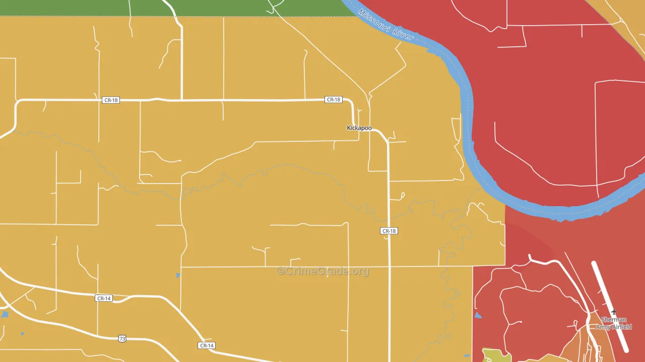 Kickapoo, KS Map of Drug-Related Crime Rates