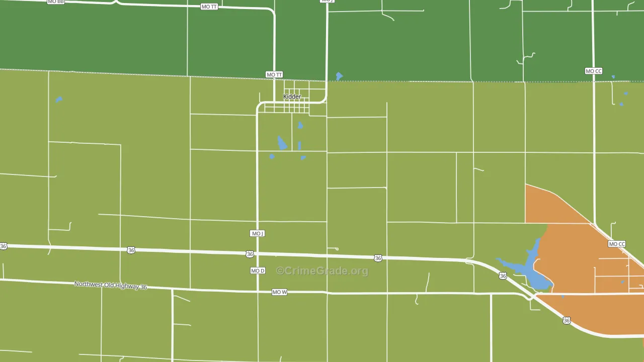 Kidder, MO Map of Drug-Related Crime Rates