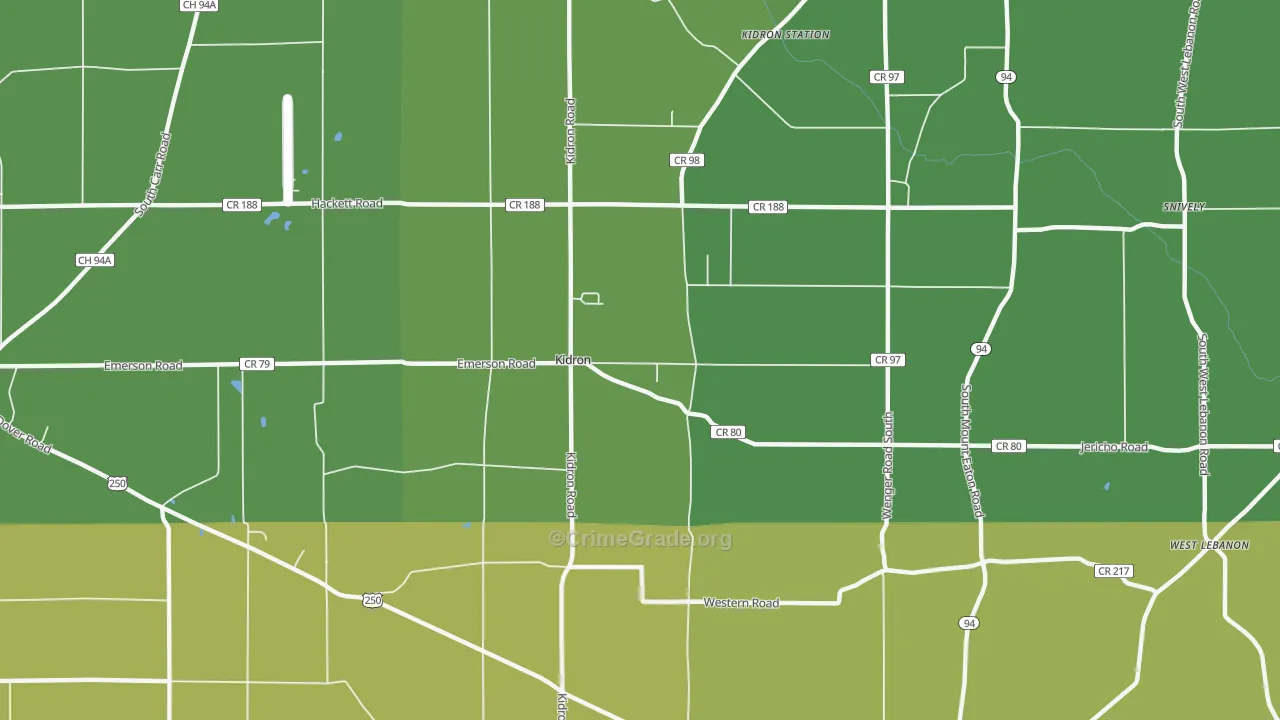 Kidron, OH Map of Drug-Related Crime Rates