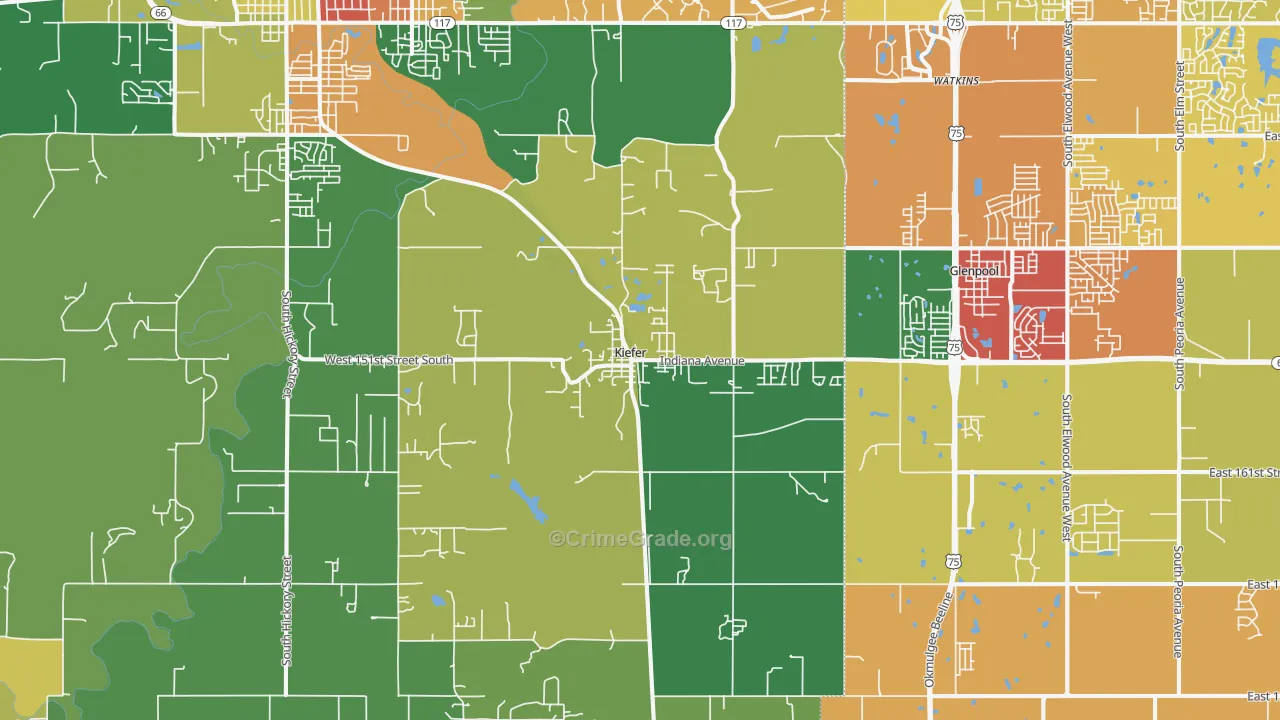 Kiefer, OK Map of Drug-Related Crime Rates