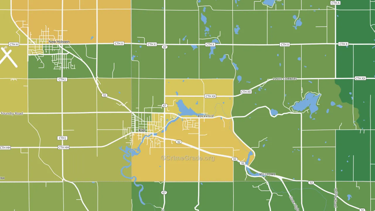 Kiel, WI Map of Drug-Related Crime Rates